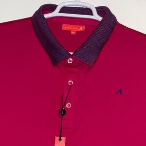 REDVANLY GOLF PERFORMANCE DARBY SANGRIA RED TEXTURED COLLAR POLO SHIRT 2XL NWT